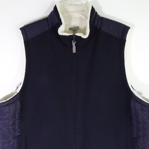 Talbots Sherpa Lined Vest Women's Plus Size 3X Blue Full Zip Warm Outdoor Preppy - Picture 2 of 8